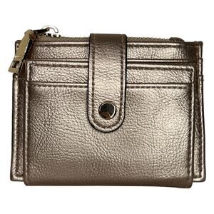 Jen & Co Sam Vegan Leather Wallet - Rose Gold Fold Out ID Card Slots Zip Close